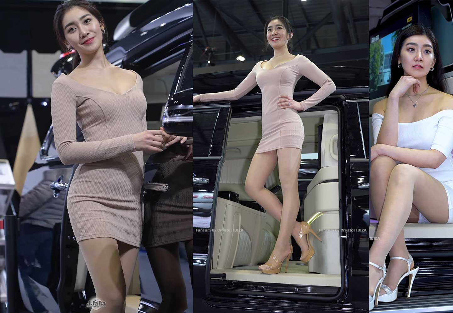 [4K]美腿高跟鞋气质俊美车模优雅一笑可倾城